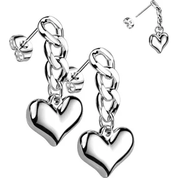 Náušnice Steel Edge Náušnice srdíčka chirurgická ocel SESE4214 Barva: Steel