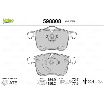 Brzdová destička Sada brzdových destiček, kotoučová brzda VALEO 598808