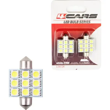 Autožárovka 4CARS LED ŽÁROVKA 9LED 12V FESTOON 5050SMD T11X36MM