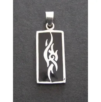 Přívěsek Obdélník s ornamenty - stříbrný přívěsek