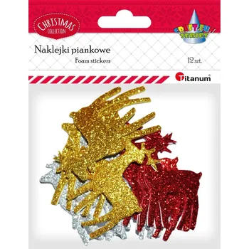 samolepka Samolepky pěnové s brokátem, sobíci, 3barvy, 12ks/bal.