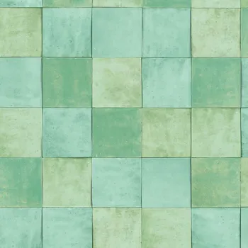 Tapeta Zelená geometrická vliesová tapeta s vinylovým povrchem 45723 Zellige, Marburg