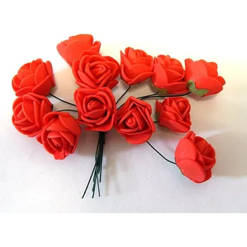 umělá květina Dekorace na drátku, pěnová růže, ČERVENÁ,12 svazků x 12 růží (144 růží)