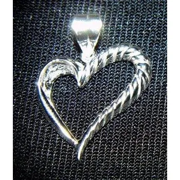 Přívěsek Srdce napůl vroubkované a napůl čisté - stříbrný přívěsek