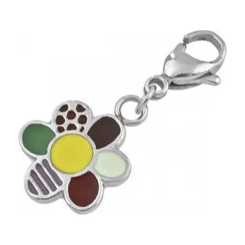 Přívěsek Kytka s různobarevnými lístky - ocelový přívěsek