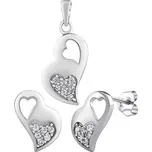 Stříbrná decentní souprava šperků Srdce JJJS587