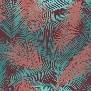 Tapeta Vliesová tapeta na zeď, vínovo-tyrkysové, listy, 298210, Premium Selection, Vavex