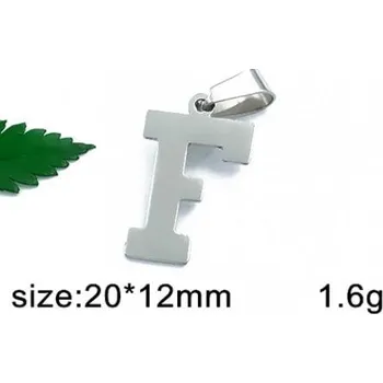 Přívěsek Písmenko F ve stříbrné barvě 20x12mm - ocelový přívěsek