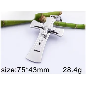 Přívěsek Velký kříž s Ježíšem Kristem - ocelový přívěsek - 75x43mm