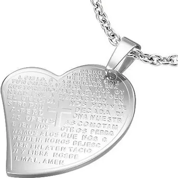 Přívěsek Srdce s křížkem uprostřed - ocelový přívěsek - varianta 2