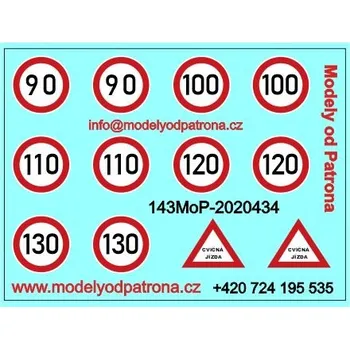 Plastikový model Modely od Patrona SADA OBTÍČKY (DEKÁLY) ZNAČKY - MAXIMÁLNÍ Rychlost