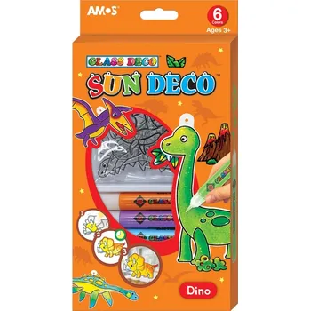 Speciální výtvarná barva AMOS Barvy na sklo dinosauři 6x 10,5 ml
