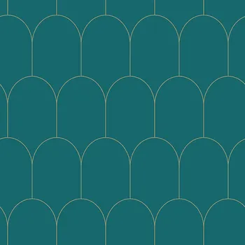 Tapeta Tyrkysová vliesová tapeta, geometrický obloukový vzor 139205, Art Deco, Esta