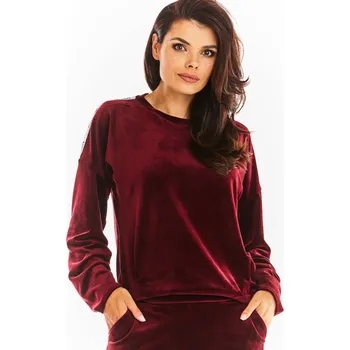 Dámská mikina Mikina volného střihu s volánky na rukávech A374 Barva: Vínová, Velikost: S