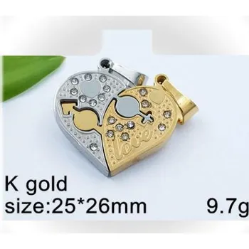 Přívěsek Rozdělitelné srdce - ocelový přívěsek, 25x26mm