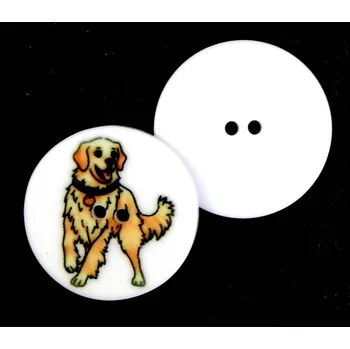 Knoflík GU558, Knoflík plastový, zlatý retrívr, 32" / 1 kus