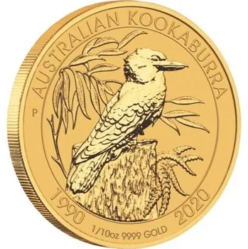 Zlatá mince Australian Kookaburra (Ledňáček) 1/10 Oz 30.výročí (1990-2020)