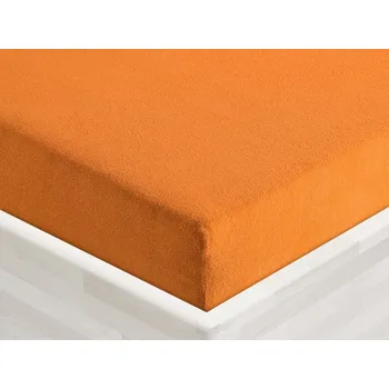 Prostěradlo Froté napínací prostěradlo FR-006 Oranžové 200 x 200 - výška 20 cm