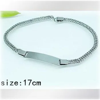 Řetízek 17cm řetízek z oceli s destičkou uprostřed