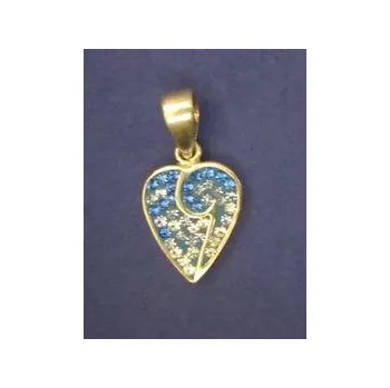 Přívěsek Srdíčko poseté modrými a bílými kamínky - stříbrný přívěsek