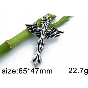 Přívěsek Kříž s křídly - ocelový přívěsek