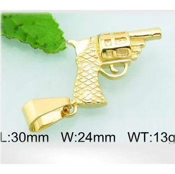 Přívěsek Pistole - ocelový přívěsek ve zlaté barvě