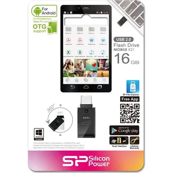 Paměťová karta USB-OTG flash disk s druhým microUSB konektorem Silicon Power Mobile X21, 16GB, USB 2.0