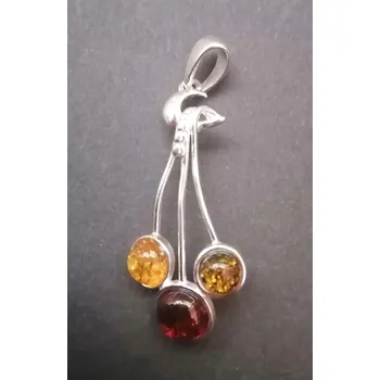 Přívěsek Tři jantarové plody - stříbrný přívěsek