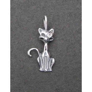 Přívěsek Sedící kočka - stříbrný přívěsek