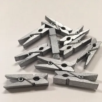 Dřevěné kolíčky, stříbrné, 3,5 cm, 10ks/bal.