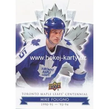 Sběratelská karetní hra paralel karta MIKE FOLIGNO 17-18 Toronto Centennial Blue Die-Cut číslo 46