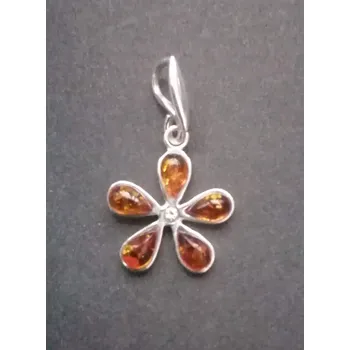 Přívěsek Jantarový květ - stříbrný přívěsek