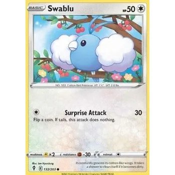 Karetní hra Pokémon EVS 132/203 Swablu - Evolving Skies Stav: Near Mint, Verze: REVERSE HOLO