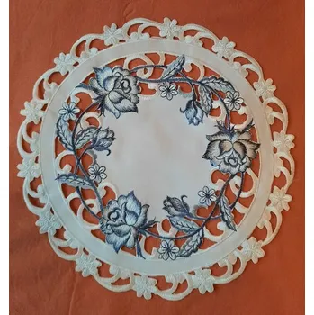 ubrus UBRUS prům. 29cm bílo modrý růže