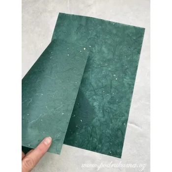 Umělecký papír Sapaimport Morušový papír Unryu Lurex zlaté drobky - zelený Velikost: 23x32 cm, balení 10 ks