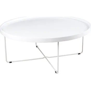 Konferenční stolek Bílý lakovaný kulatý konferenční stolek Somcasa Bruno 90 cm