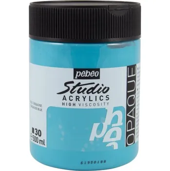 Vodová barva Akrylová barva Pébéo Studio Acrylics - 30 Turquoise Blue Objem: 500 ml