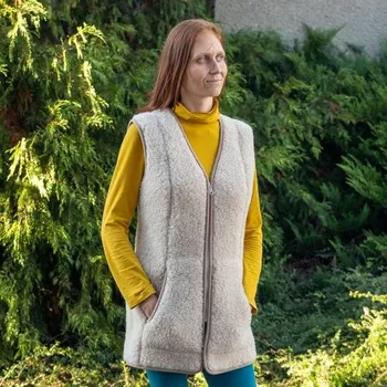 Dámská vesta Jako v Peřince Dámská dlouhá vesta merino béžová XL