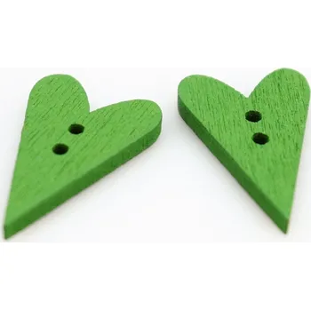 Knoflík Pro Háčkování Knoflík srdce, dřevěný 25x15 mm zelený