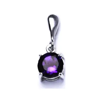 Přívěsek Zlatý přívěsek, bílé i žluté zlato, přírodní ametyst tmavý P 1357 (přírodní kámen 8 mm)