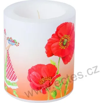 Svíčka IHR MONA velká dekorativní svíčka červené vlčí máky a panenka