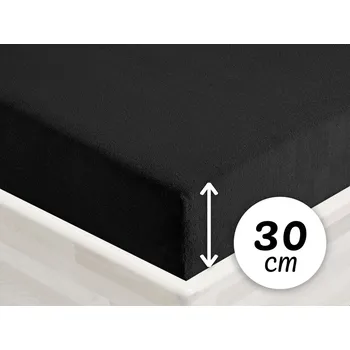 Prostěradlo Froté napínací prostěradlo na vysokou matraci FR-030 Černé 180 x 200 - výška 30 cm