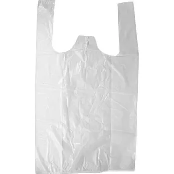 Sáček na potraviny tašky mikrotenové HDPE 10kg, 300+180x550 mm, 18my - bílé (100 ks/balení)