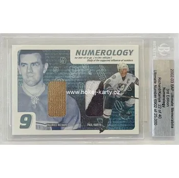 Sběratelství jersey karta RICHARD/KARIYA 02-03 BAP Ultimate Memorabilia Numerology /40