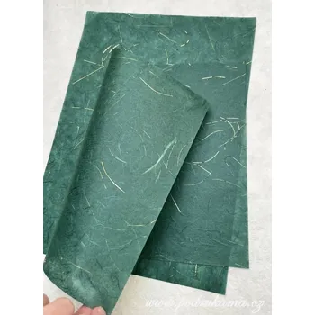 Umělecký papír Sapaimport Morušový papír Unryu Lurex zlato - zelený Velikost: 23x32 cm, balení 10 ks