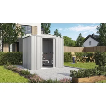 Zahradní stavba Plechový zahradní domek GLOBEL Tower 86 234 x 175 cm stříbrný