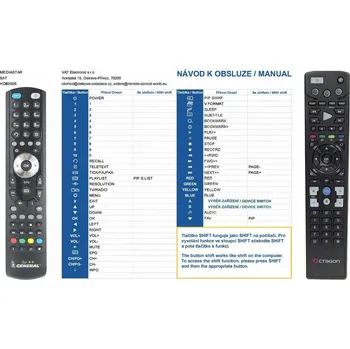 Dálkový ovladač General MEDIASTAR HD8200S - náhradní dálkový ovladač