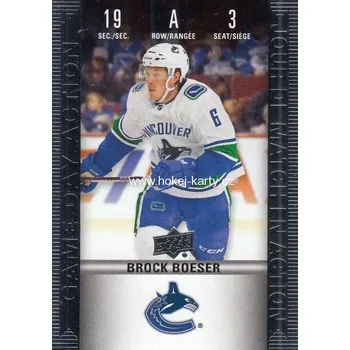 Karetní hra insert karta BROCK BOESER 19-20 Tim Hortons Game Day Action číslo HGD-3