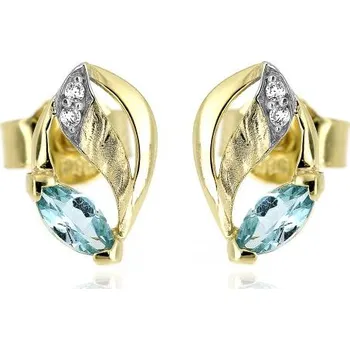Náušnice Zlatnictví U Kostela Zlaté lístky s modrým kamínkem 319 692211890