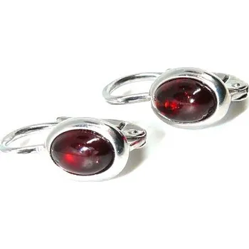 Náušnice Stříbrné náušnice přírodní granát - NK1353 (Stříbrné náušnice s granátem 6 x 4 mm)